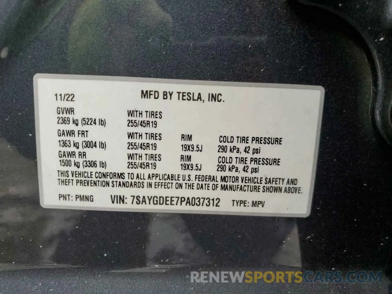 12 Photograph of a damaged car 7SAYGDEE7PA037312 TESLA MODEL Y 2023