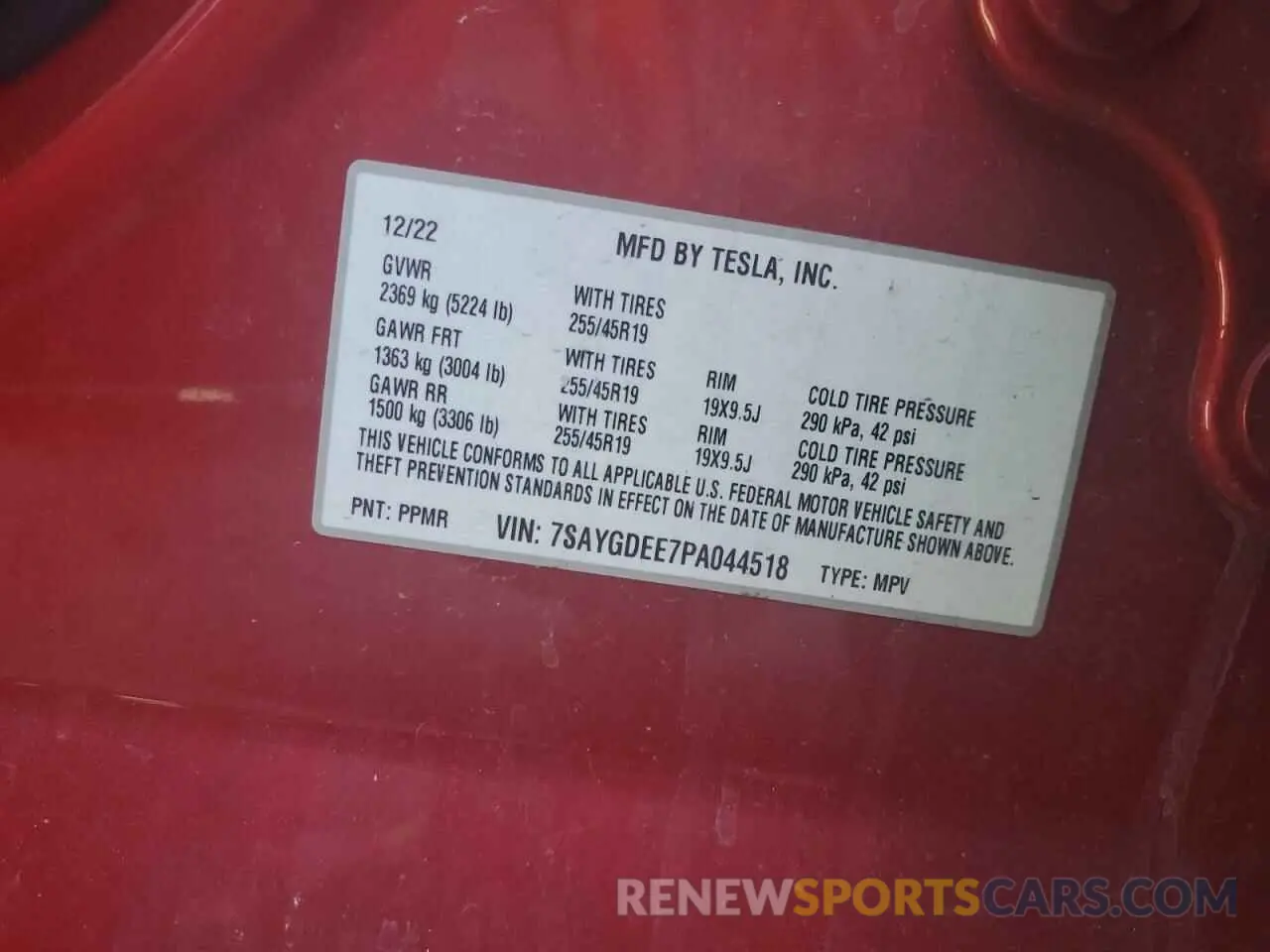 12 Photograph of a damaged car 7SAYGDEE7PA044518 TESLA MODEL Y 2023