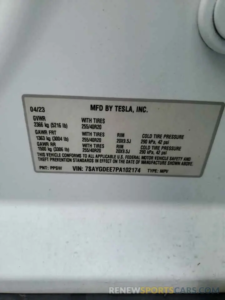 14 Photograph of a damaged car 7SAYGDEE7PA102174 TESLA MODEL Y 2023