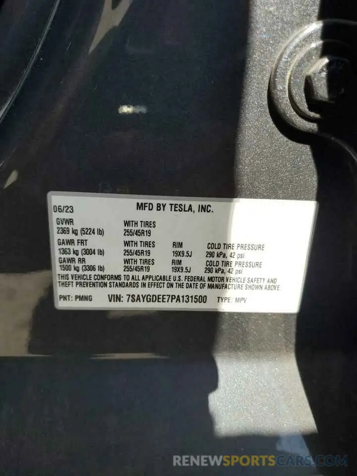 13 Photograph of a damaged car 7SAYGDEE7PA131500 TESLA MODEL Y 2023