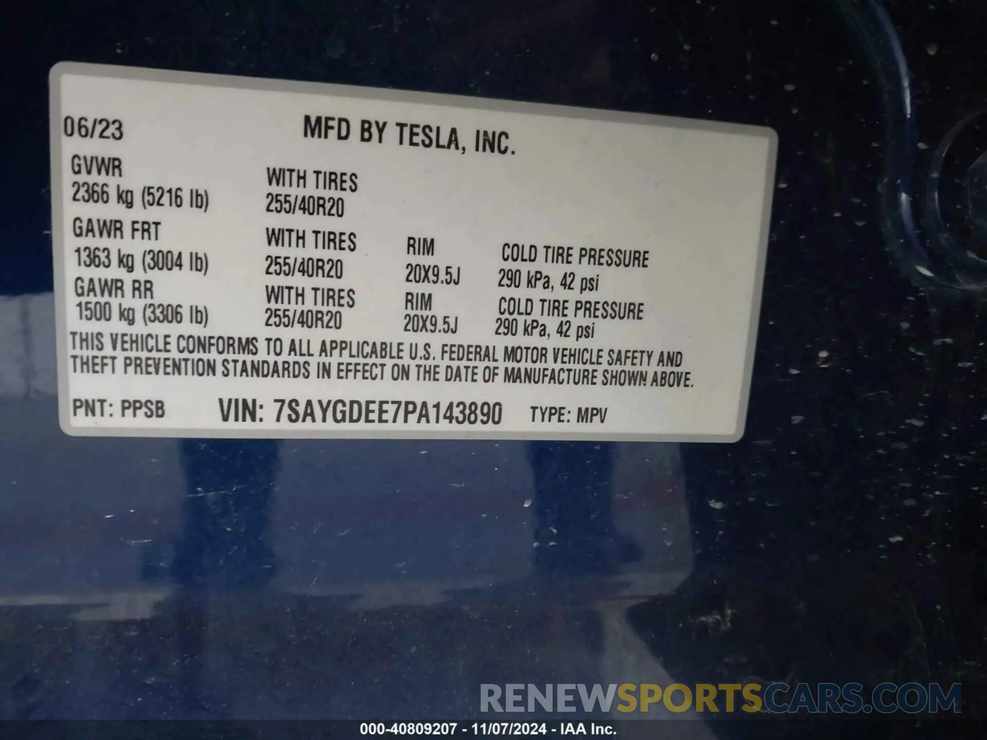 9 Photograph of a damaged car 7SAYGDEE7PA143890 TESLA MODEL Y 2023