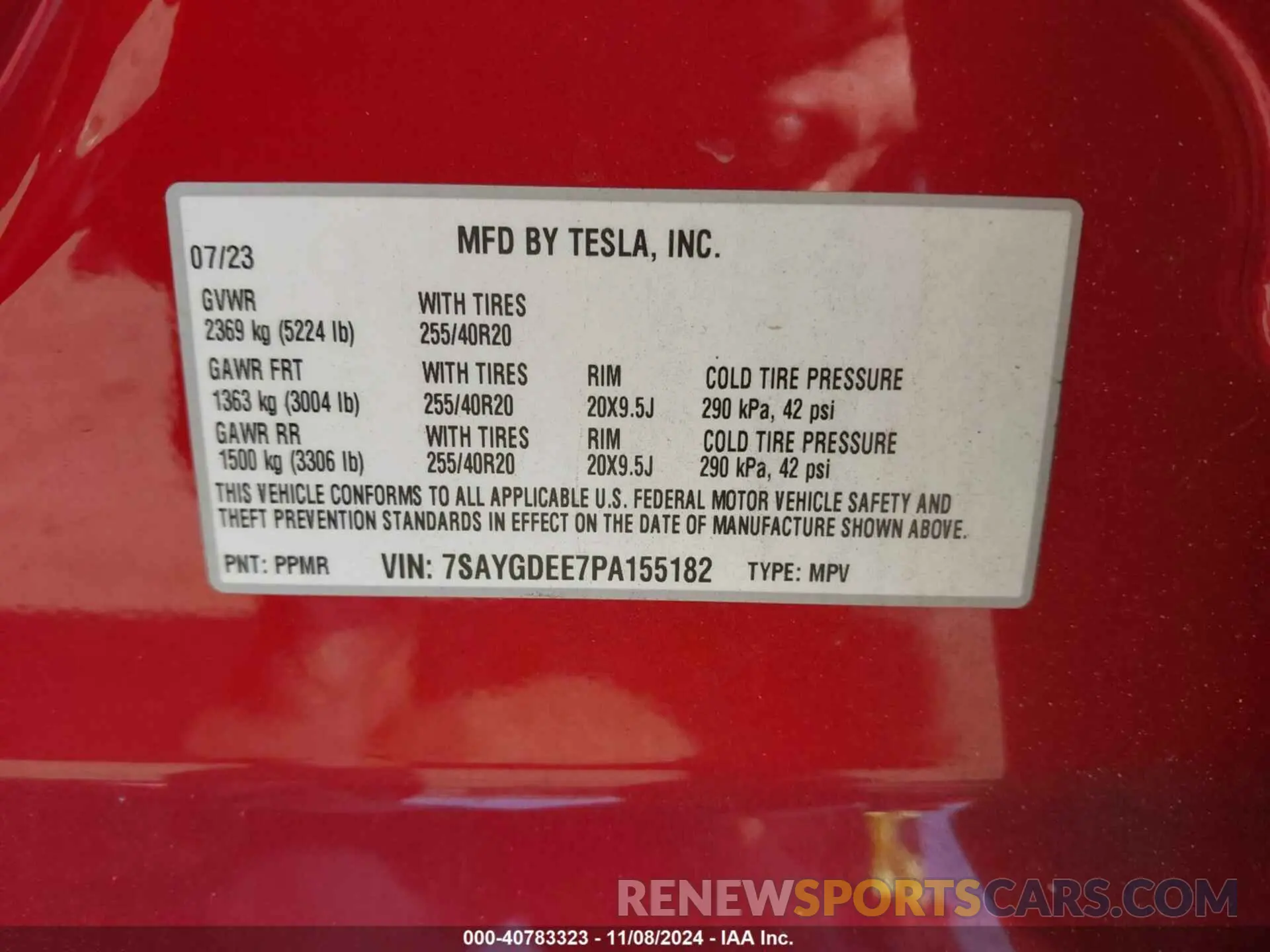 9 Photograph of a damaged car 7SAYGDEE7PA155182 TESLA MODEL Y 2023