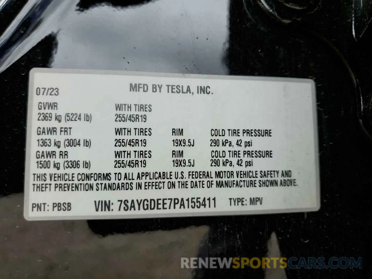 13 Photograph of a damaged car 7SAYGDEE7PA155411 TESLA MODEL Y 2023