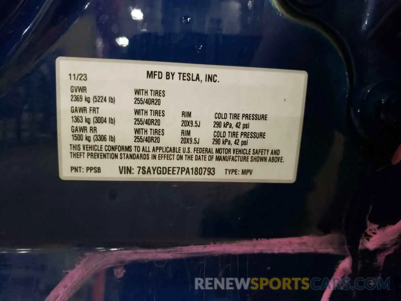 13 Photograph of a damaged car 7SAYGDEE7PA180793 TESLA MODEL Y 2023