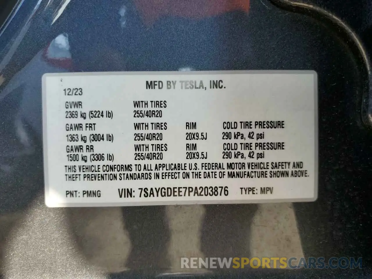 13 Photograph of a damaged car 7SAYGDEE7PA203876 TESLA MODEL Y 2023