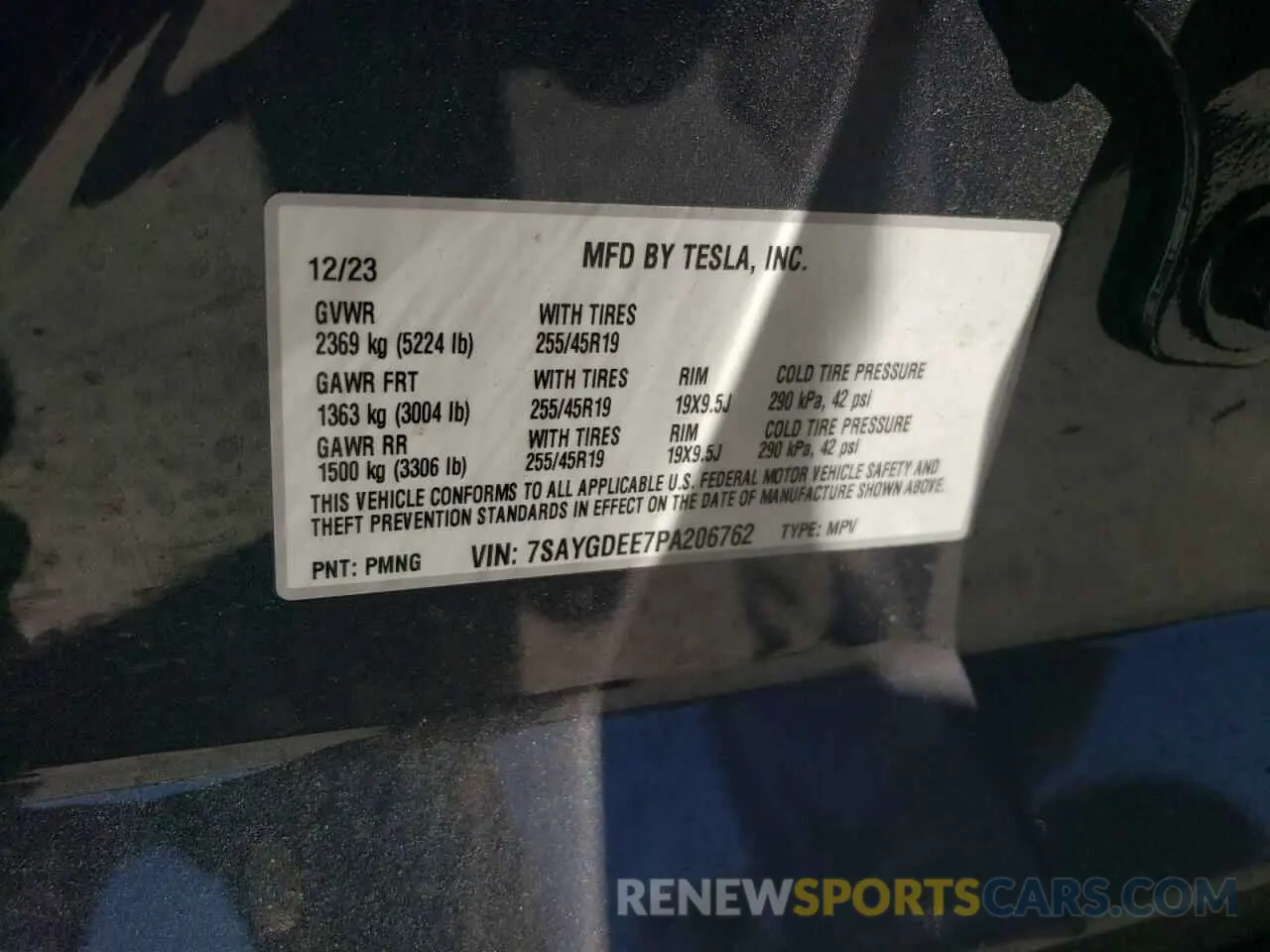 13 Photograph of a damaged car 7SAYGDEE7PA206762 TESLA MODEL Y 2023