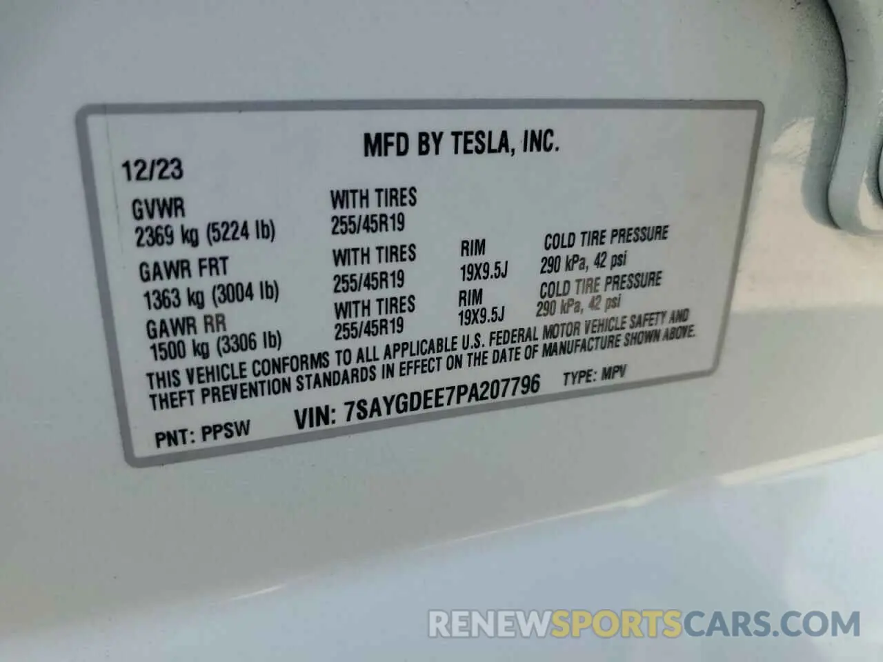 12 Photograph of a damaged car 7SAYGDEE7PA207796 TESLA MODEL Y 2023