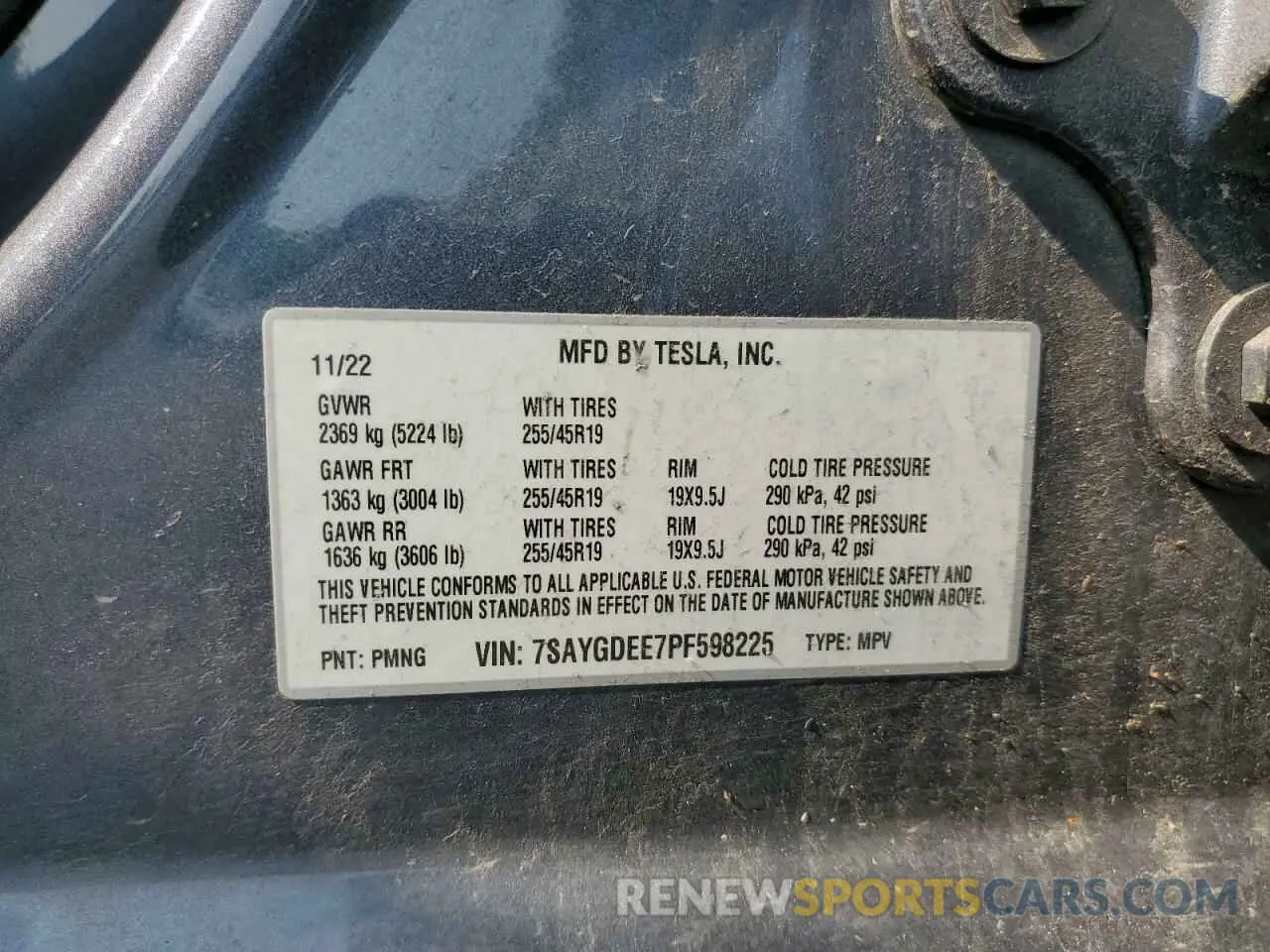 14 Photograph of a damaged car 7SAYGDEE7PF598225 TESLA MODEL Y 2023