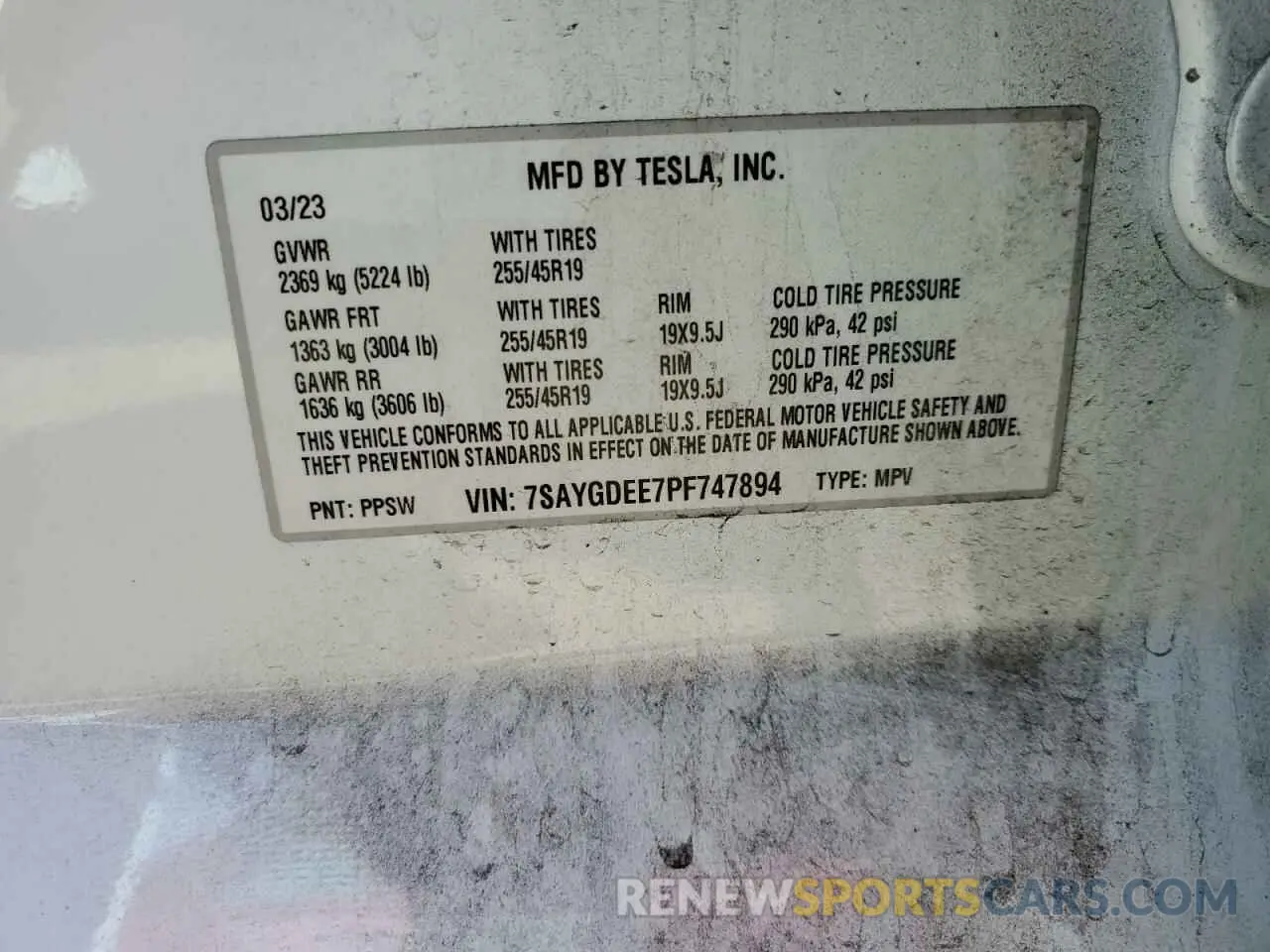 13 Photograph of a damaged car 7SAYGDEE7PF747894 TESLA MODEL Y 2023