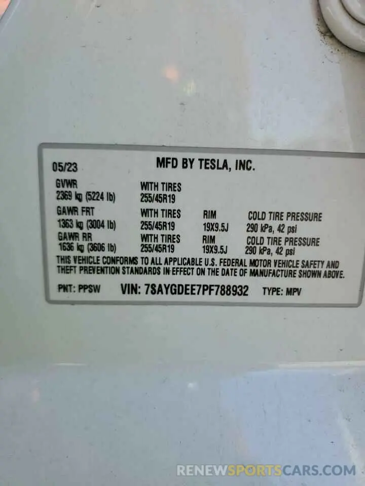 14 Photograph of a damaged car 7SAYGDEE7PF788932 TESLA MODEL Y 2023