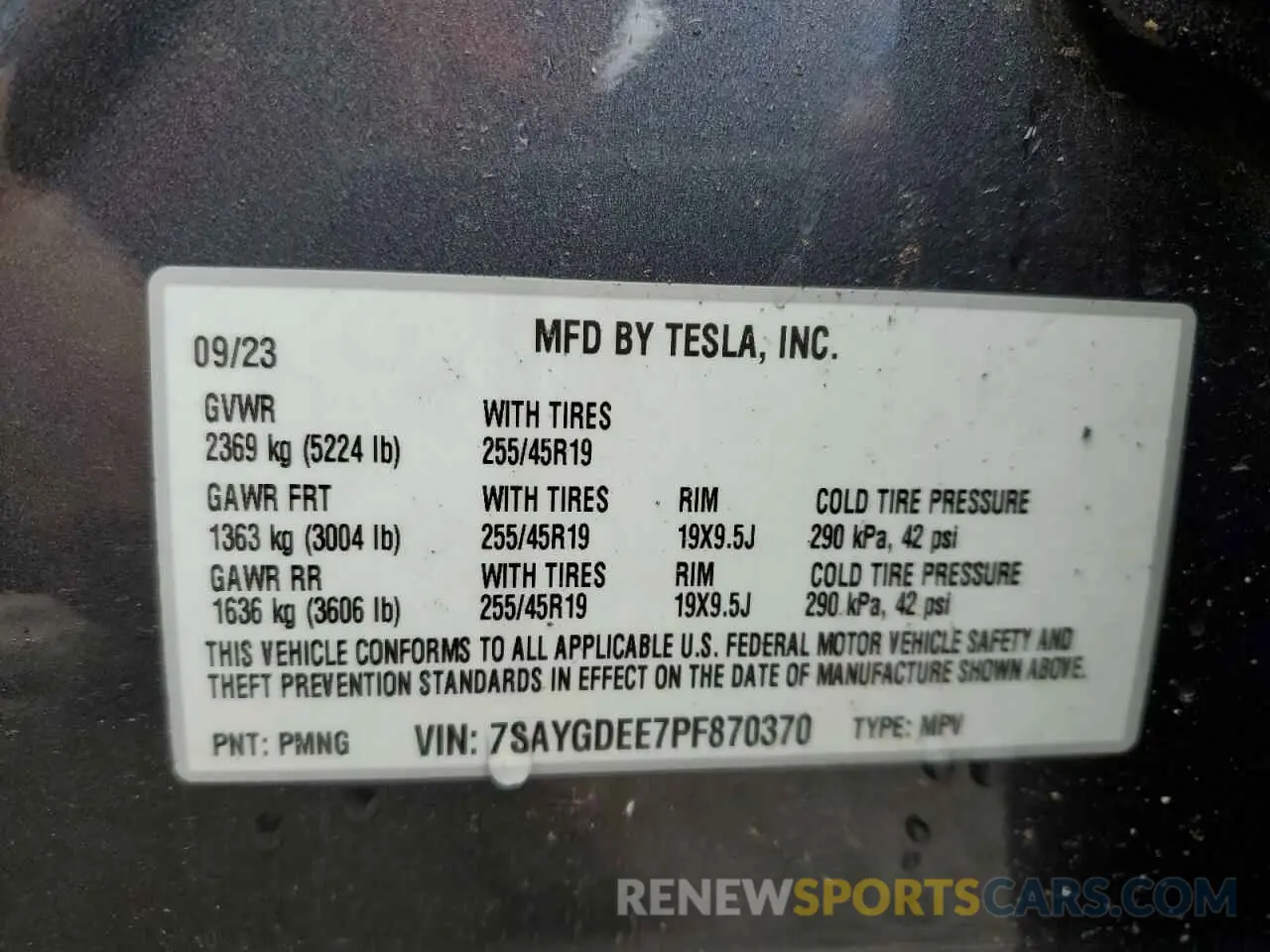 12 Photograph of a damaged car 7SAYGDEE7PF870370 TESLA MODEL Y 2023