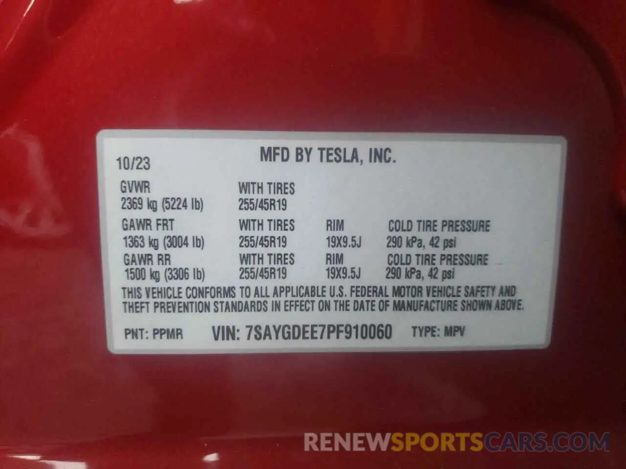 12 Photograph of a damaged car 7SAYGDEE7PF910060 TESLA MODEL Y 2023