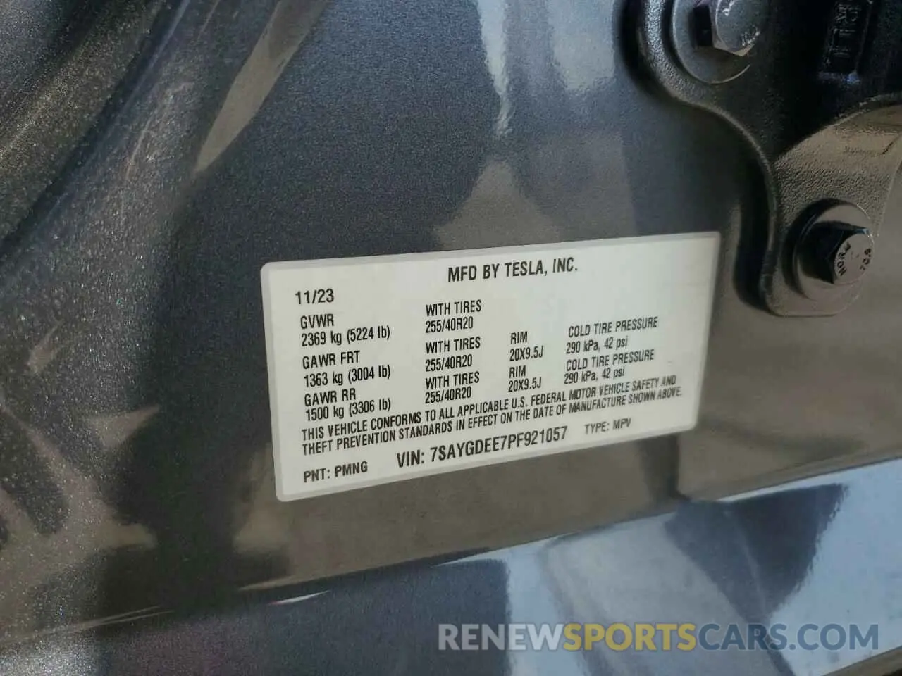 15 Photograph of a damaged car 7SAYGDEE7PF921057 TESLA MODEL Y 2023