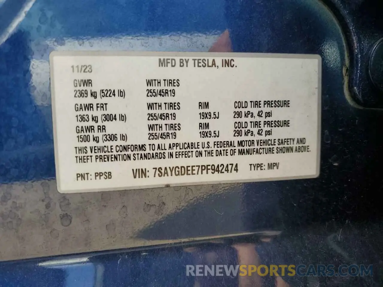 14 Photograph of a damaged car 7SAYGDEE7PF942474 TESLA MODEL Y 2023