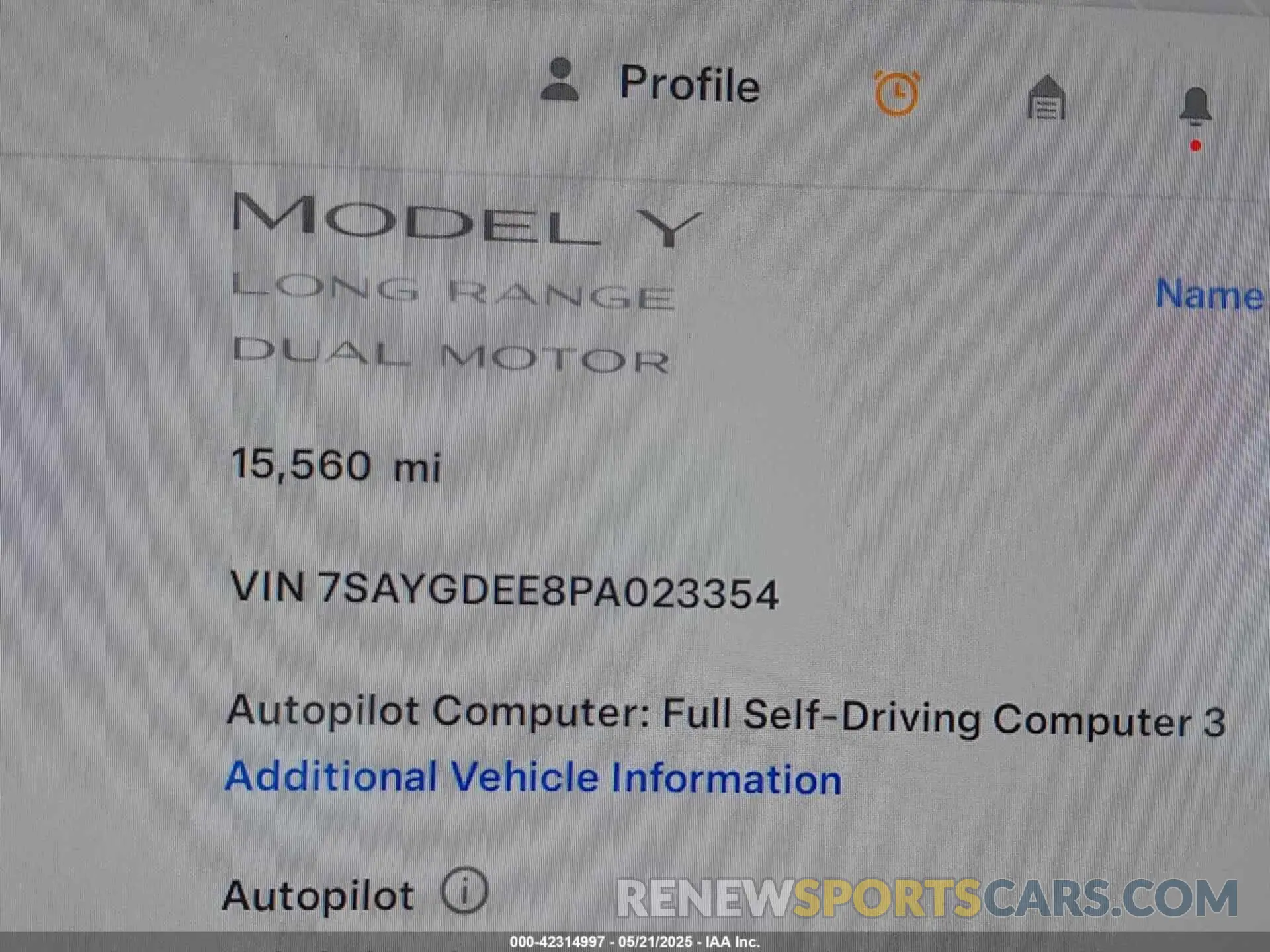 16 Photograph of a damaged car 7SAYGDEE8PA023354 TESLA MODEL Y 2023