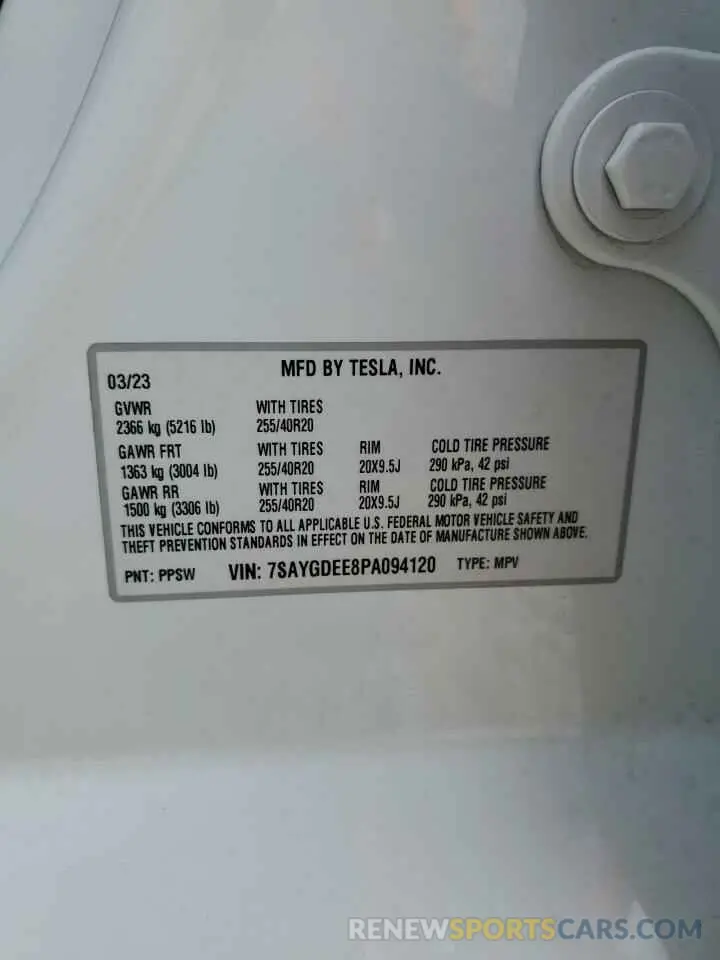 14 Photograph of a damaged car 7SAYGDEE8PA094120 TESLA MODEL Y 2023