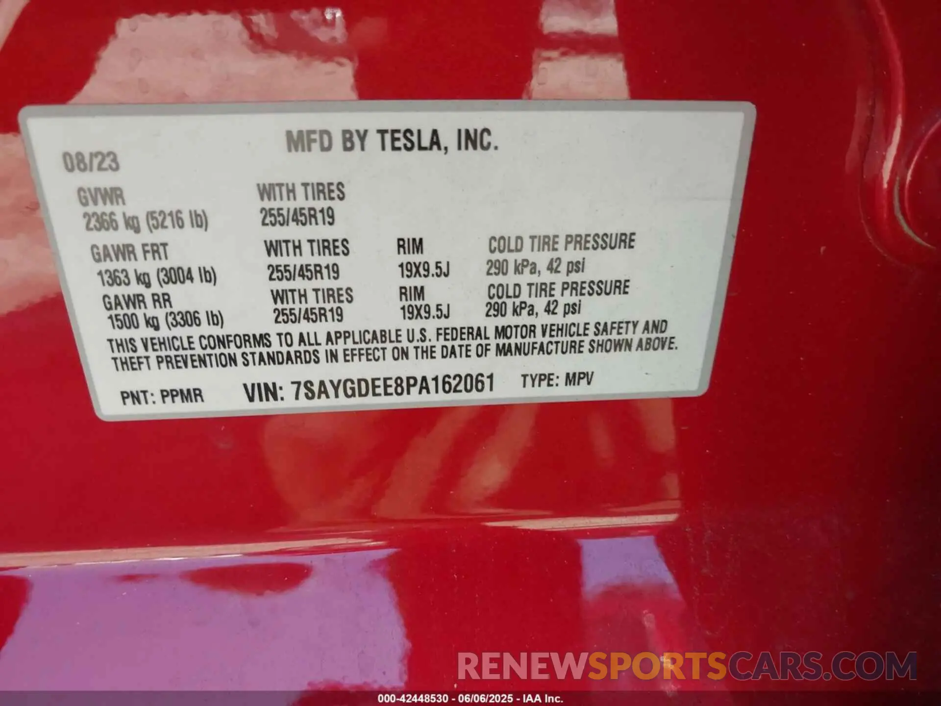 9 Photograph of a damaged car 7SAYGDEE8PA162061 TESLA MODEL Y 2023