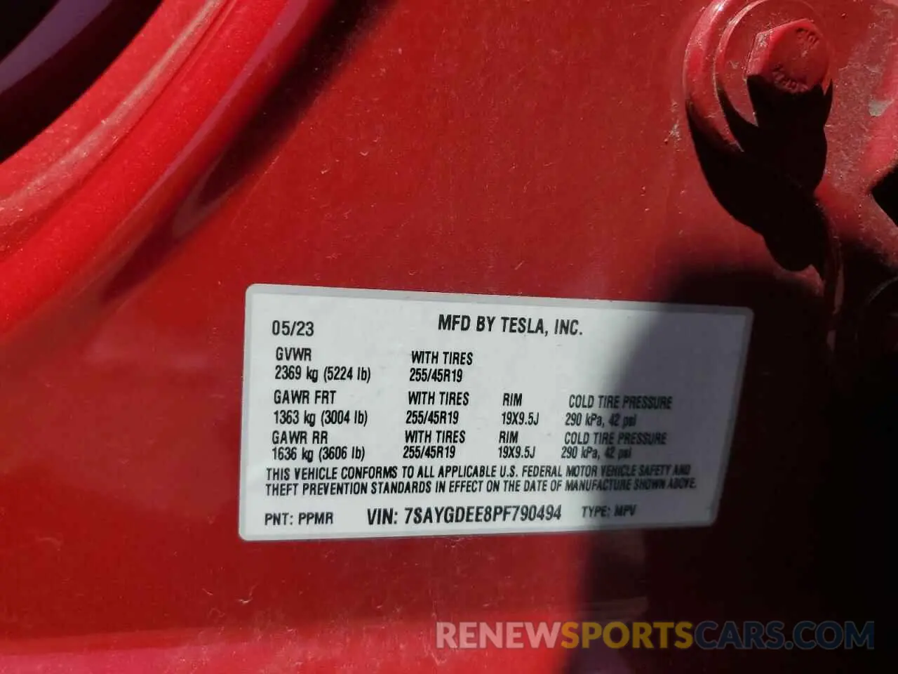13 Photograph of a damaged car 7SAYGDEE8PF790494 TESLA MODEL Y 2023
