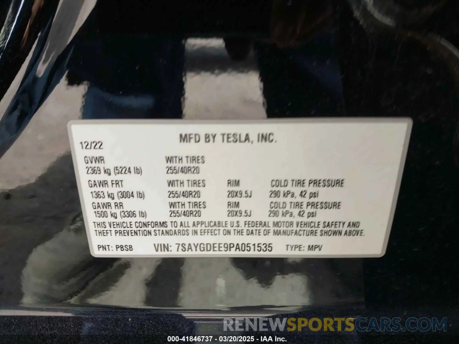 9 Photograph of a damaged car 7SAYGDEE9PA051535 TESLA MODEL Y 2023