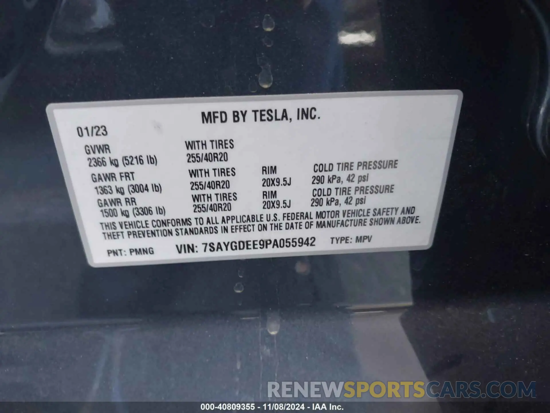 9 Photograph of a damaged car 7SAYGDEE9PA055942 TESLA MODEL Y 2023
