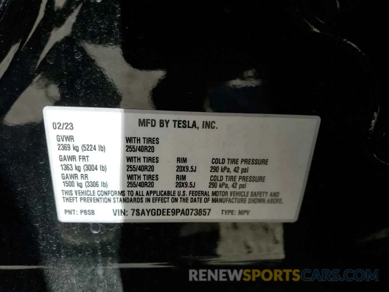 13 Photograph of a damaged car 7SAYGDEE9PA073857 TESLA MODEL Y 2023