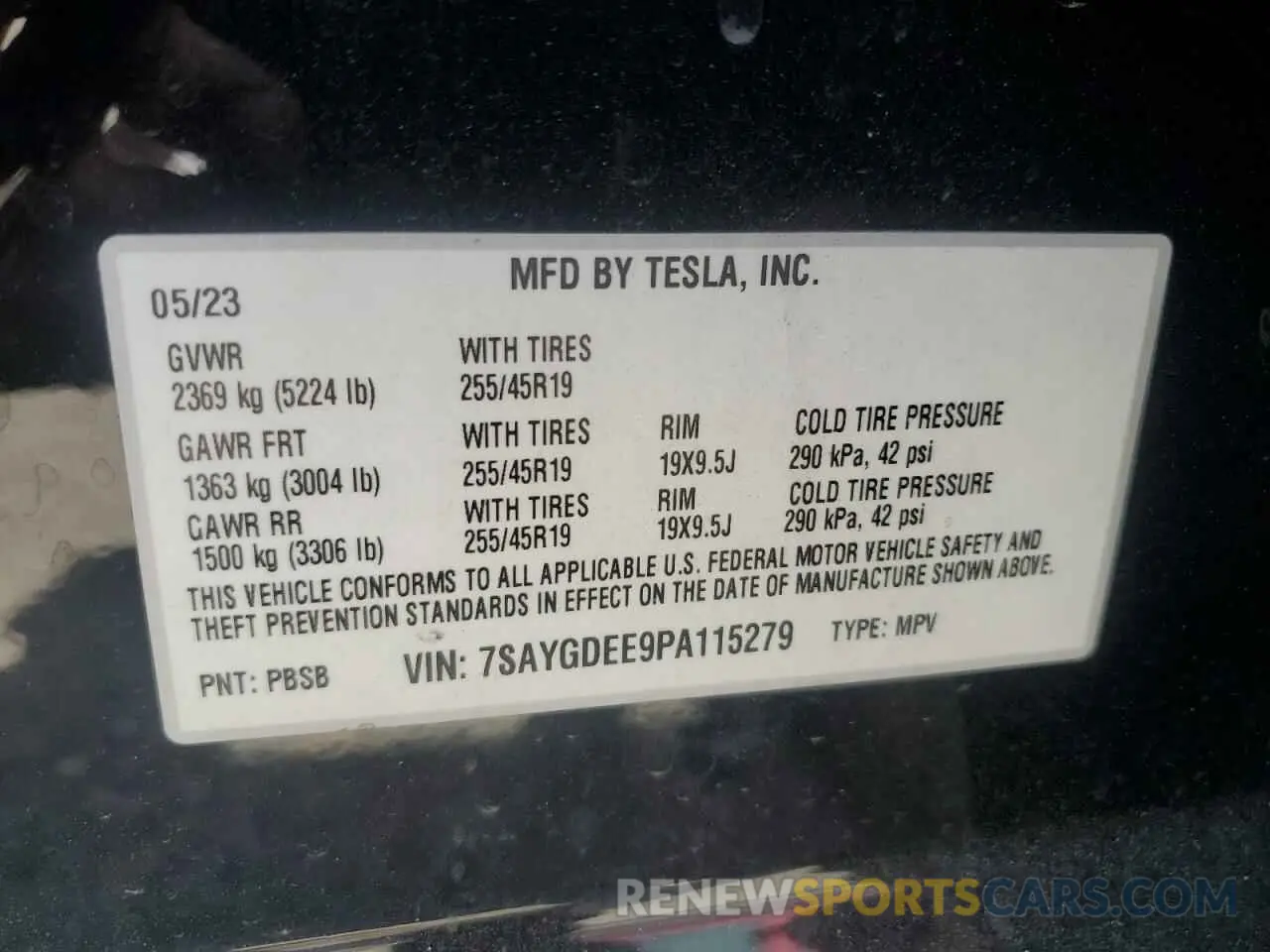 13 Photograph of a damaged car 7SAYGDEE9PA115279 TESLA MODEL Y 2023