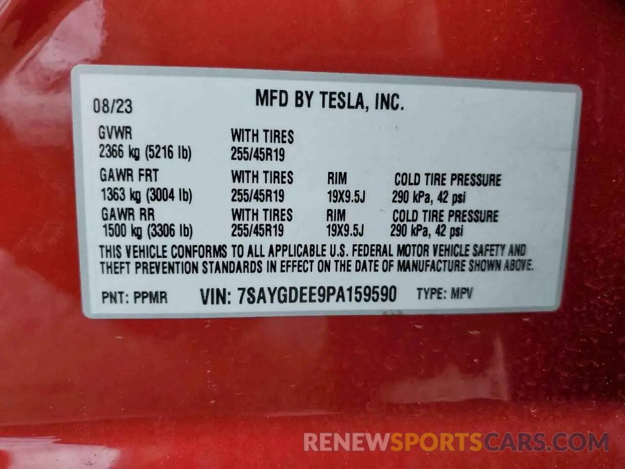 13 Photograph of a damaged car 7SAYGDEE9PA159590 TESLA MODEL Y 2023