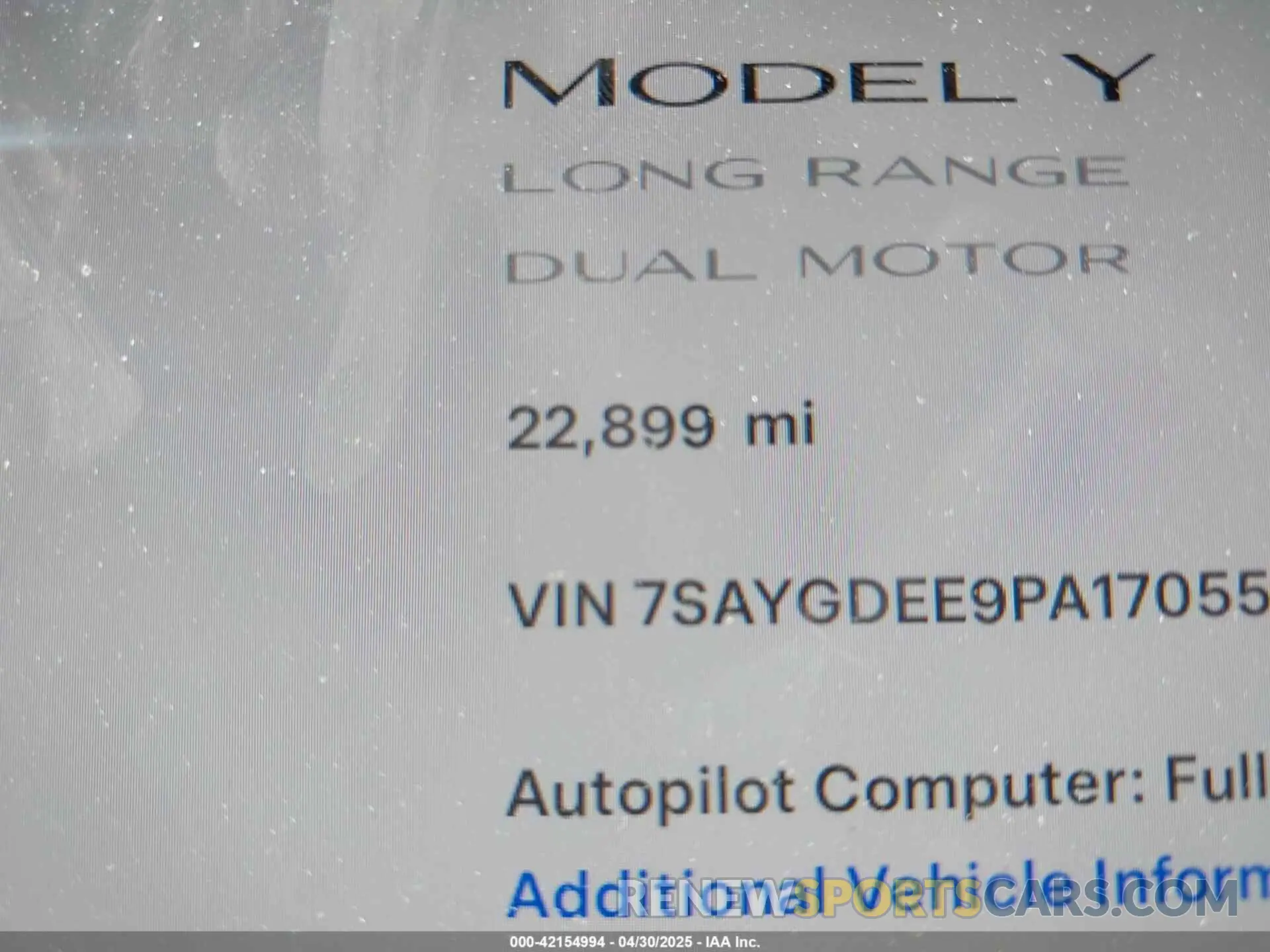 7 Photograph of a damaged car 7SAYGDEE9PA170556 TESLA MODEL Y 2023