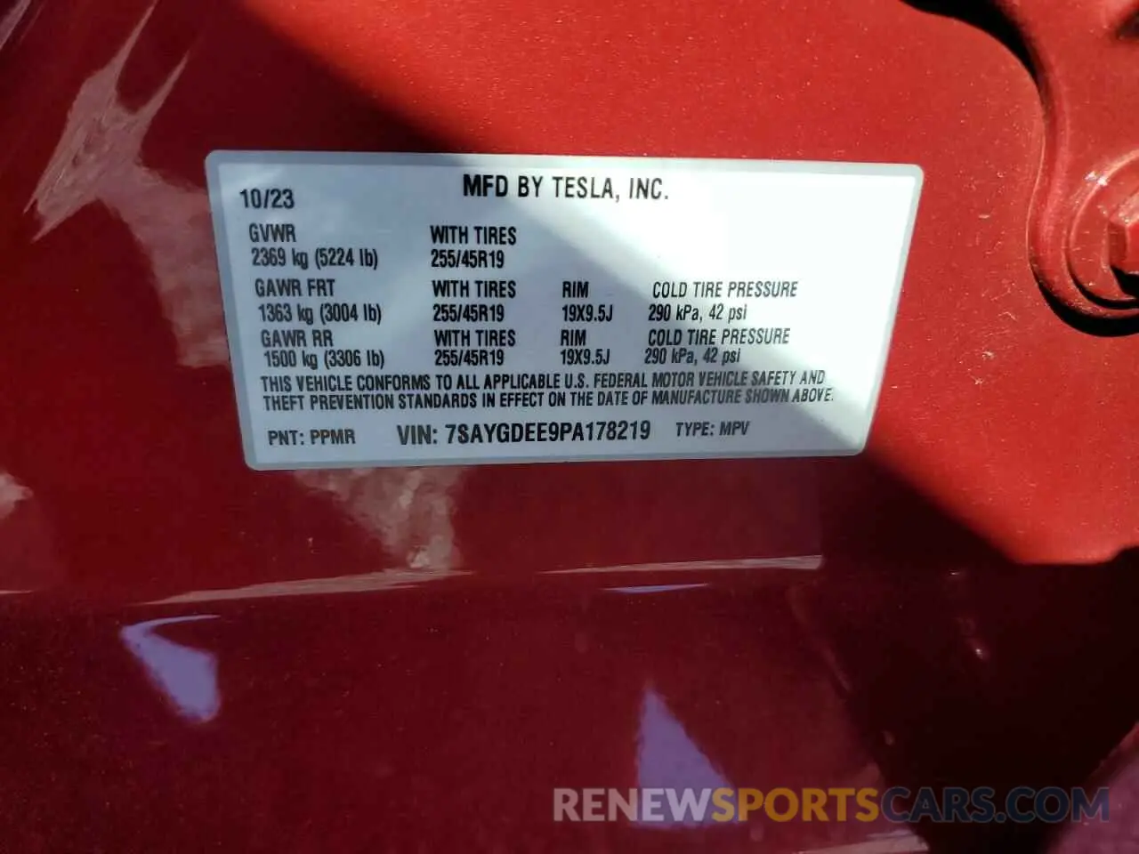 14 Photograph of a damaged car 7SAYGDEE9PA178219 TESLA MODEL Y 2023