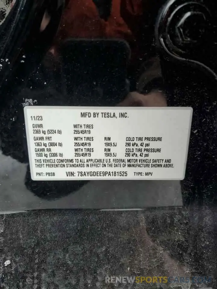 12 Photograph of a damaged car 7SAYGDEE9PA181525 TESLA MODEL Y 2023