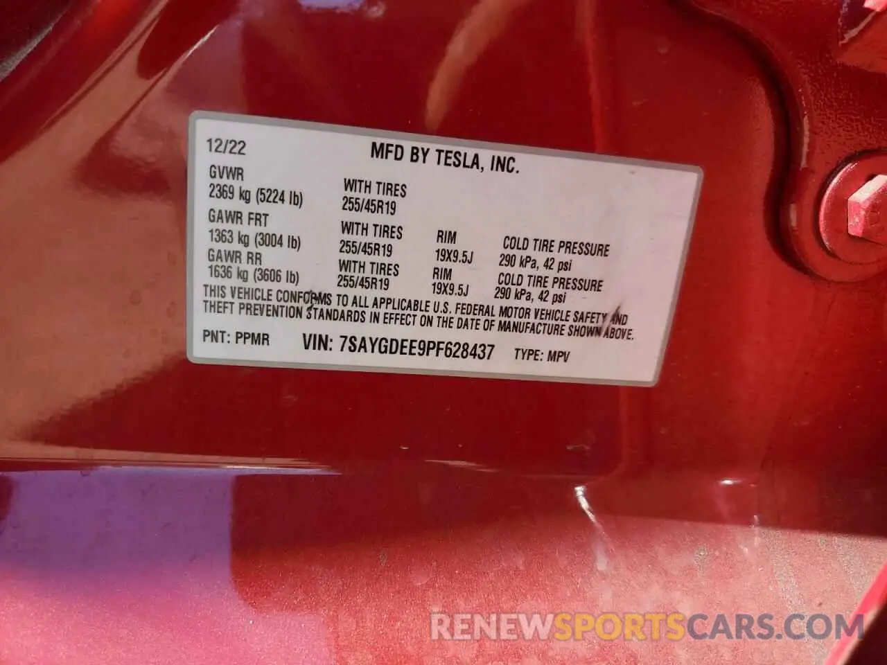 14 Photograph of a damaged car 7SAYGDEE9PF628437 TESLA MODEL Y 2023