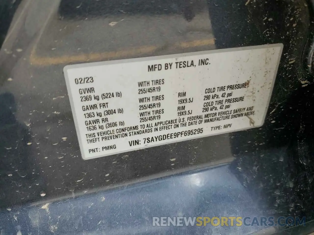 12 Photograph of a damaged car 7SAYGDEE9PF695295 TESLA MODEL Y 2023