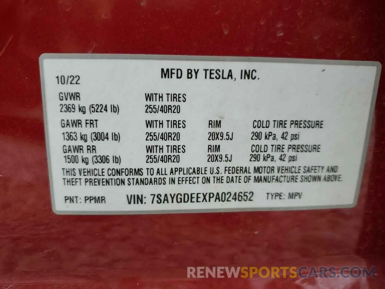 13 Photograph of a damaged car 7SAYGDEEXPA024652 TESLA MODEL Y 2023