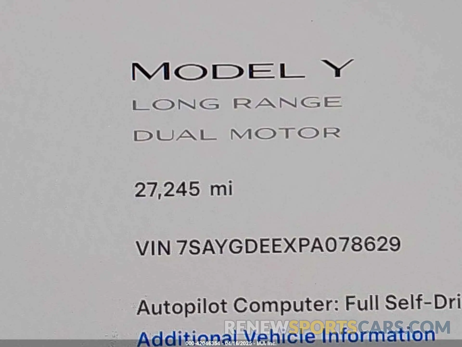 15 Photograph of a damaged car 7SAYGDEEXPA078629 TESLA MODEL Y 2023