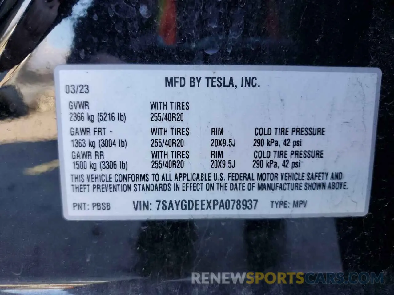 13 Photograph of a damaged car 7SAYGDEEXPA078937 TESLA MODEL Y 2023