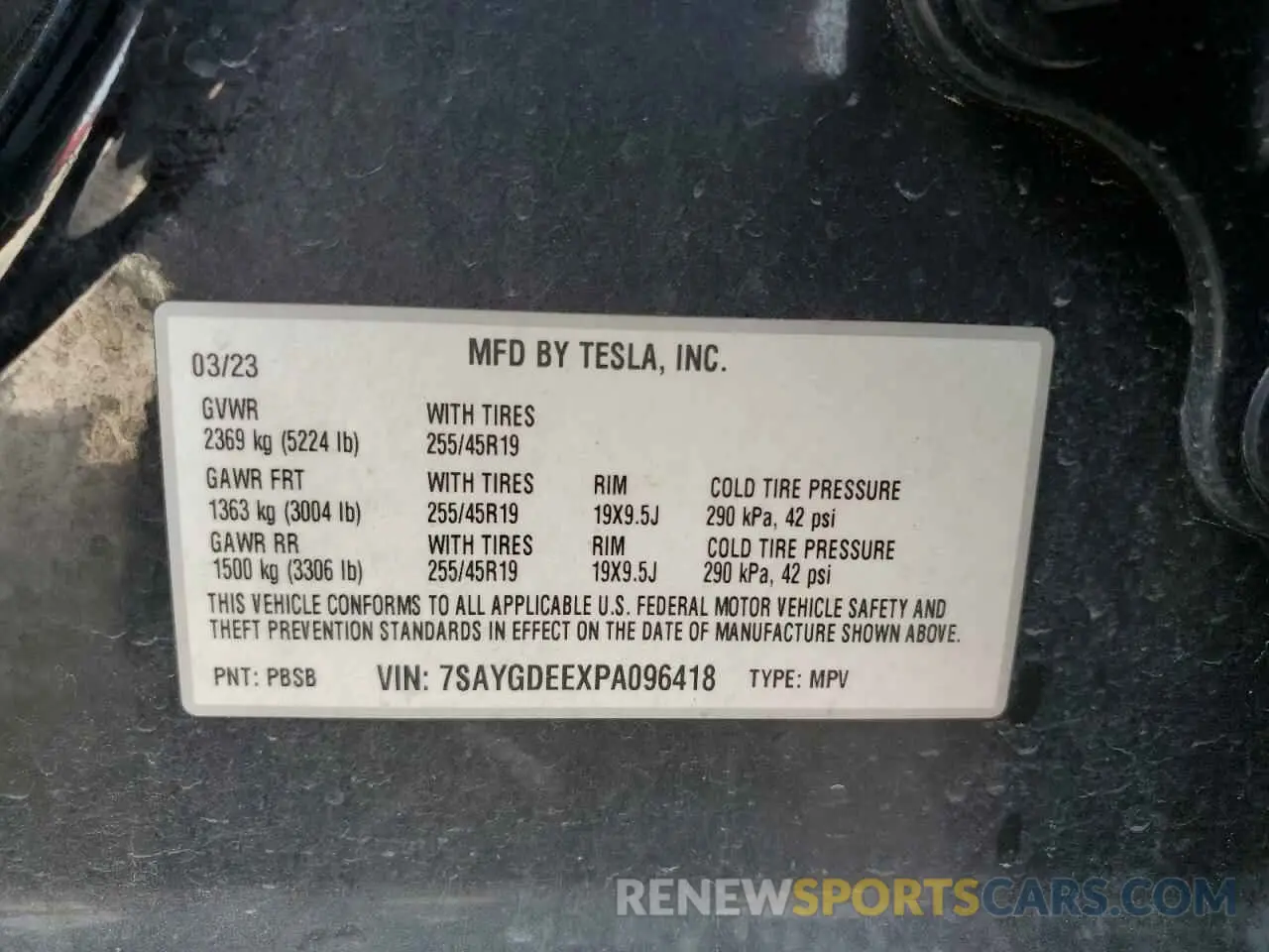 13 Photograph of a damaged car 7SAYGDEEXPA096418 TESLA MODEL Y 2023