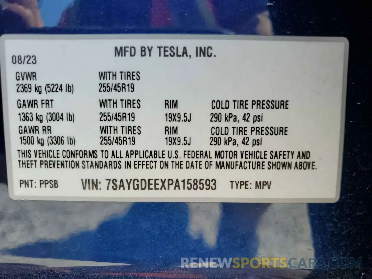 14 Photograph of a damaged car 7SAYGDEEXPA158593 TESLA MODEL Y 2023