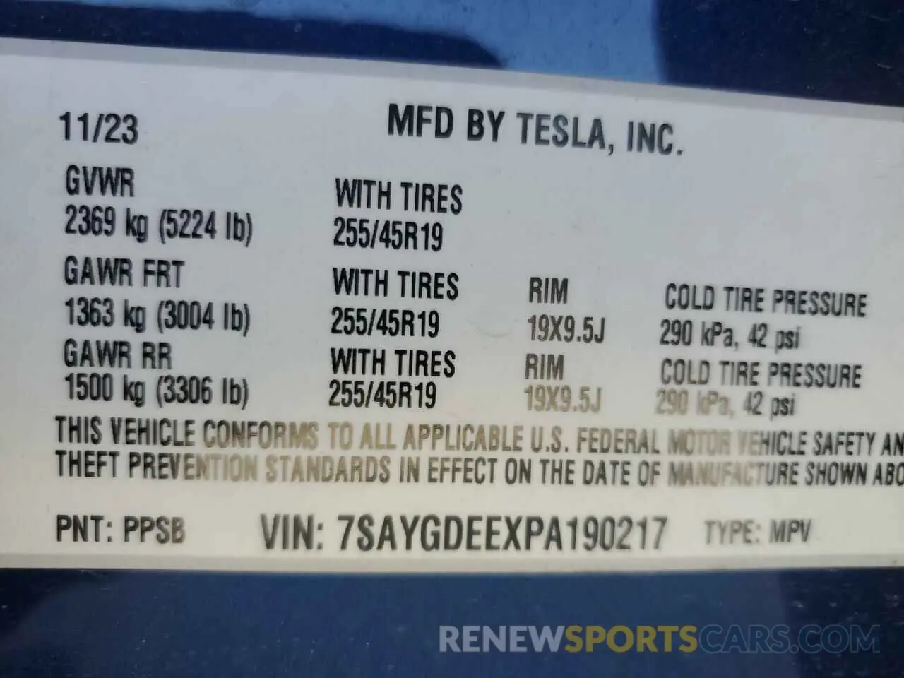 12 Photograph of a damaged car 7SAYGDEEXPA190217 TESLA MODEL Y 2023
