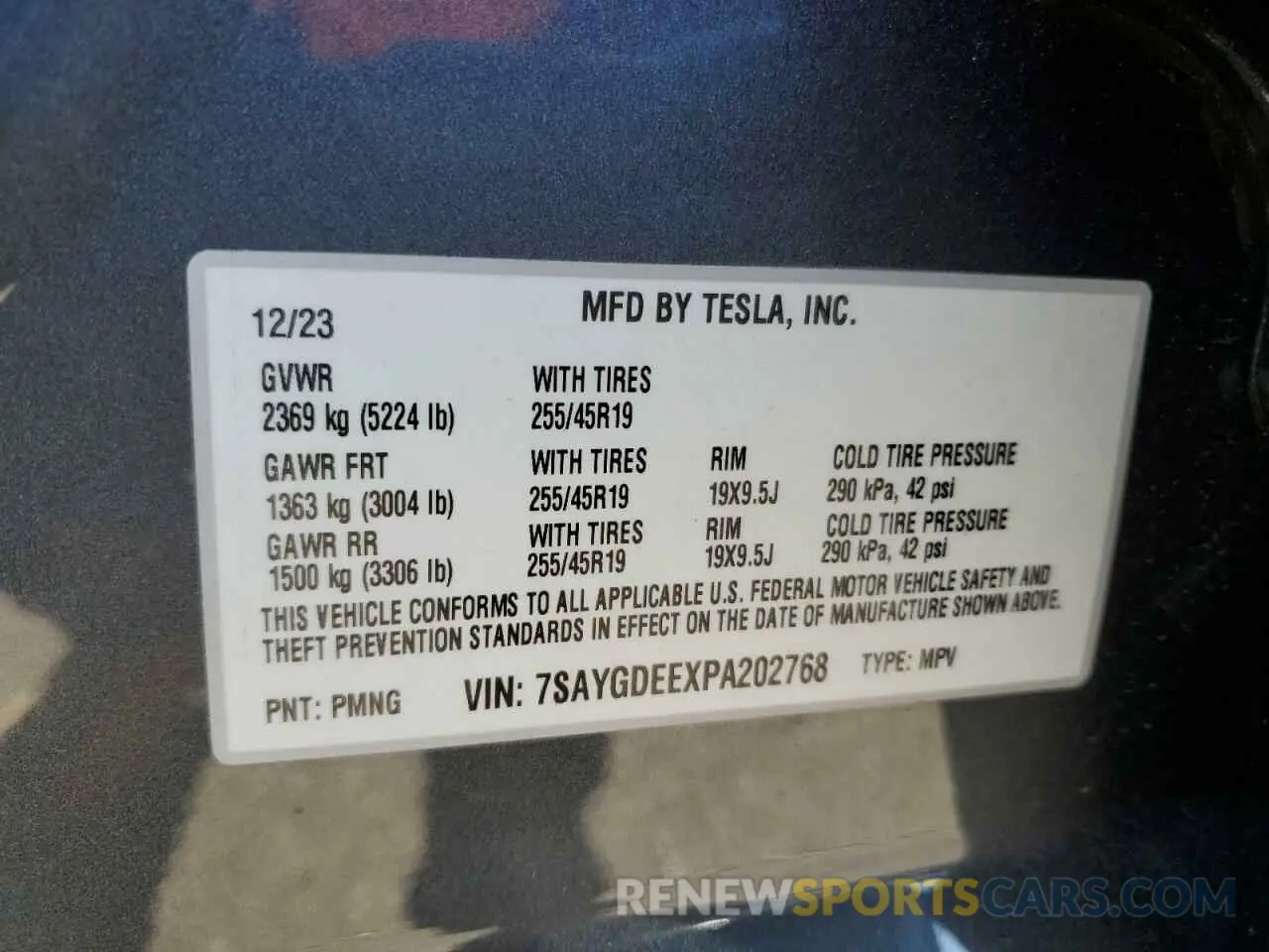 12 Photograph of a damaged car 7SAYGDEEXPA202768 TESLA MODEL Y 2023