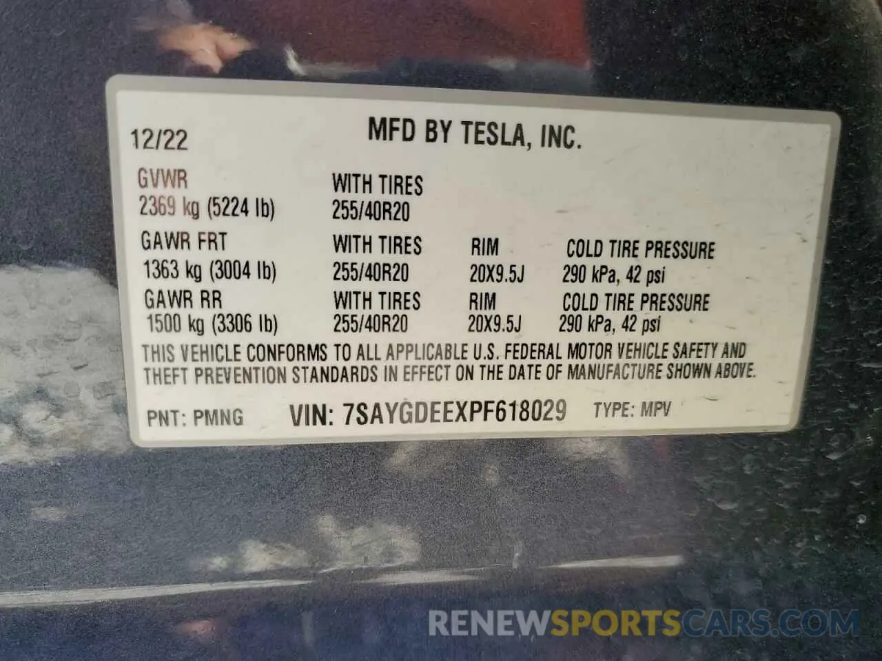 14 Photograph of a damaged car 7SAYGDEEXPF618029 TESLA MODEL Y 2023