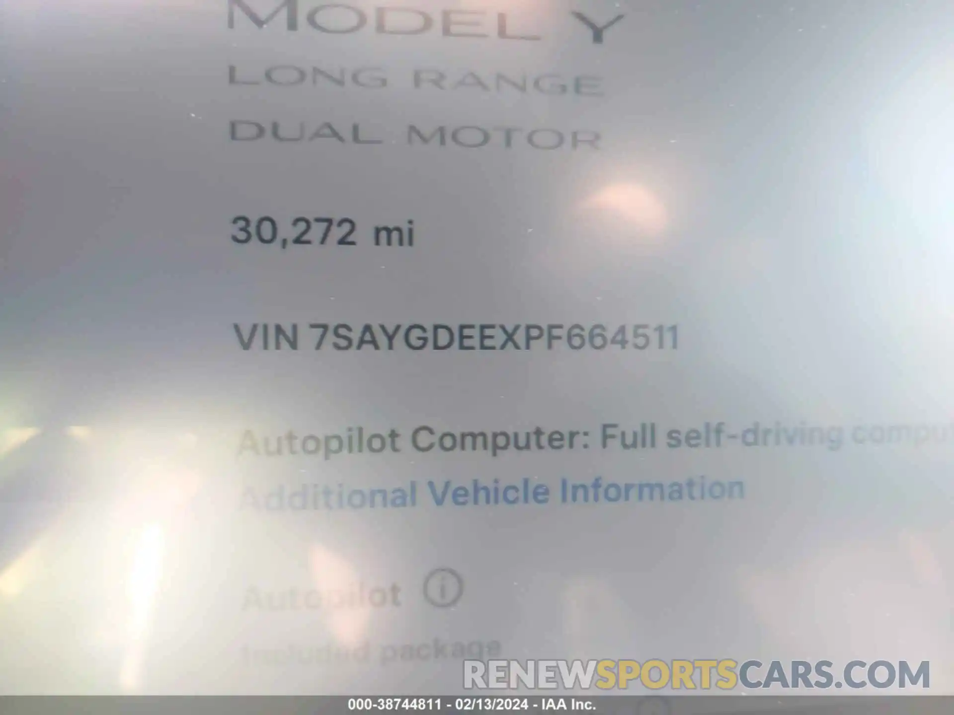 7 Photograph of a damaged car 7SAYGDEEXPF664511 TESLA MODEL Y 2023