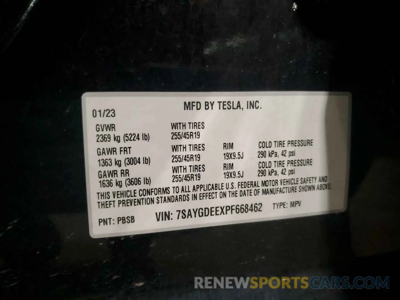 13 Photograph of a damaged car 7SAYGDEEXPF668462 TESLA MODEL Y 2023