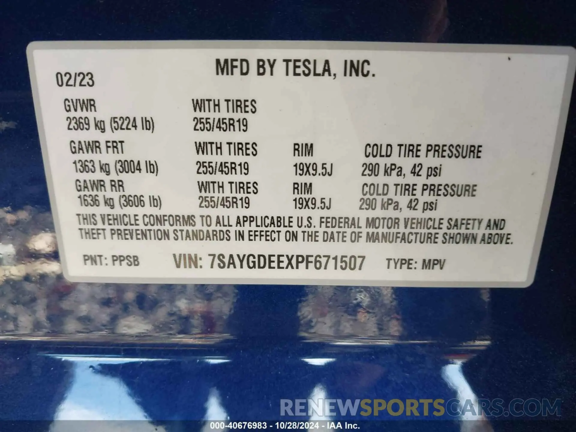 9 Photograph of a damaged car 7SAYGDEEXPF671507 TESLA MODEL Y 2023