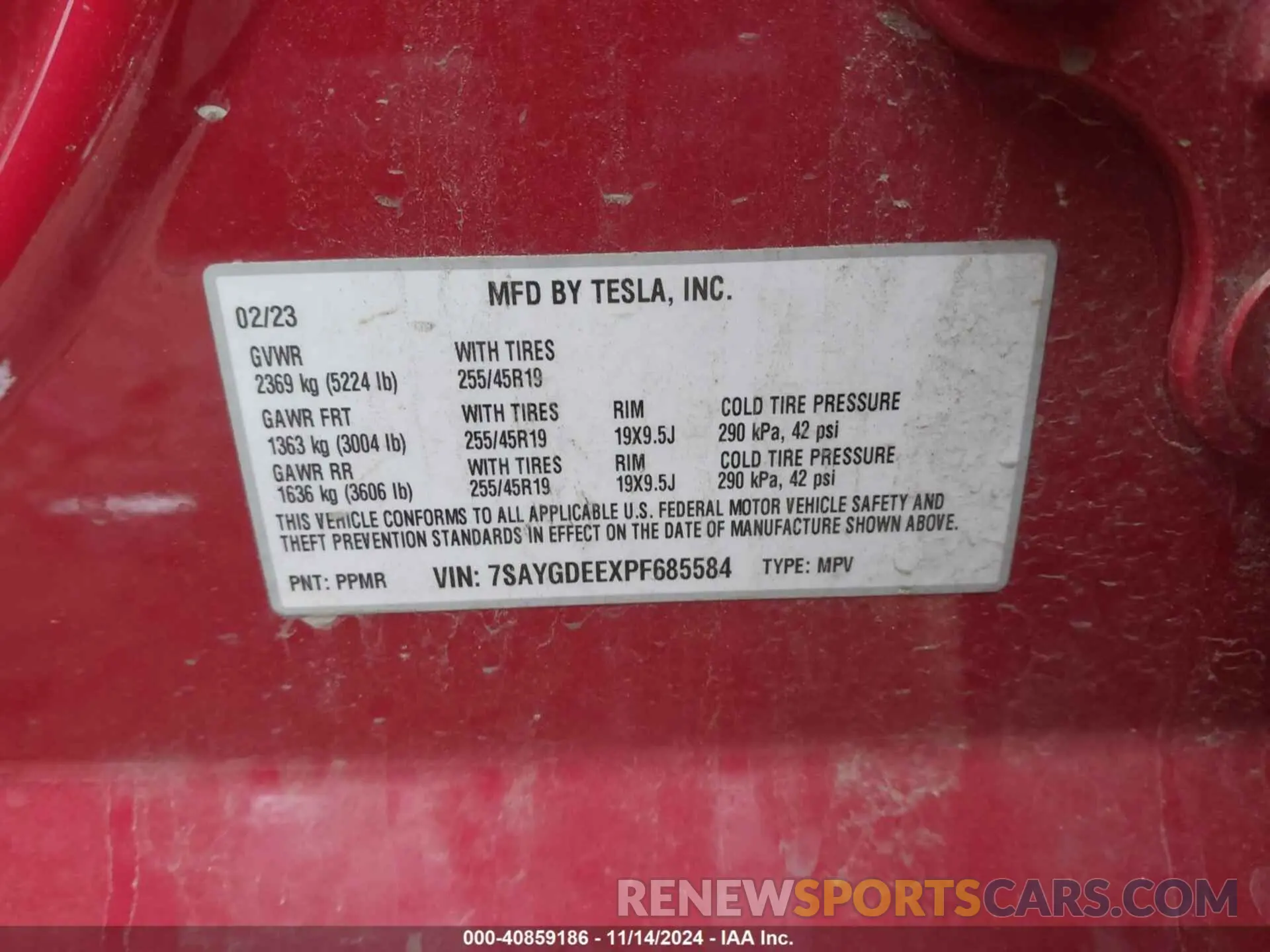9 Photograph of a damaged car 7SAYGDEEXPF685584 TESLA MODEL Y 2023