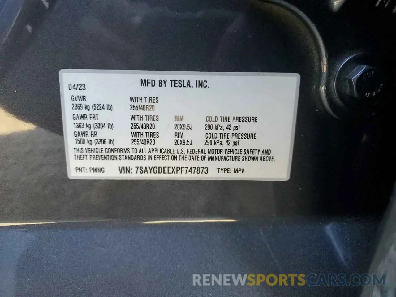 14 Photograph of a damaged car 7SAYGDEEXPF747873 TESLA MODEL Y 2023