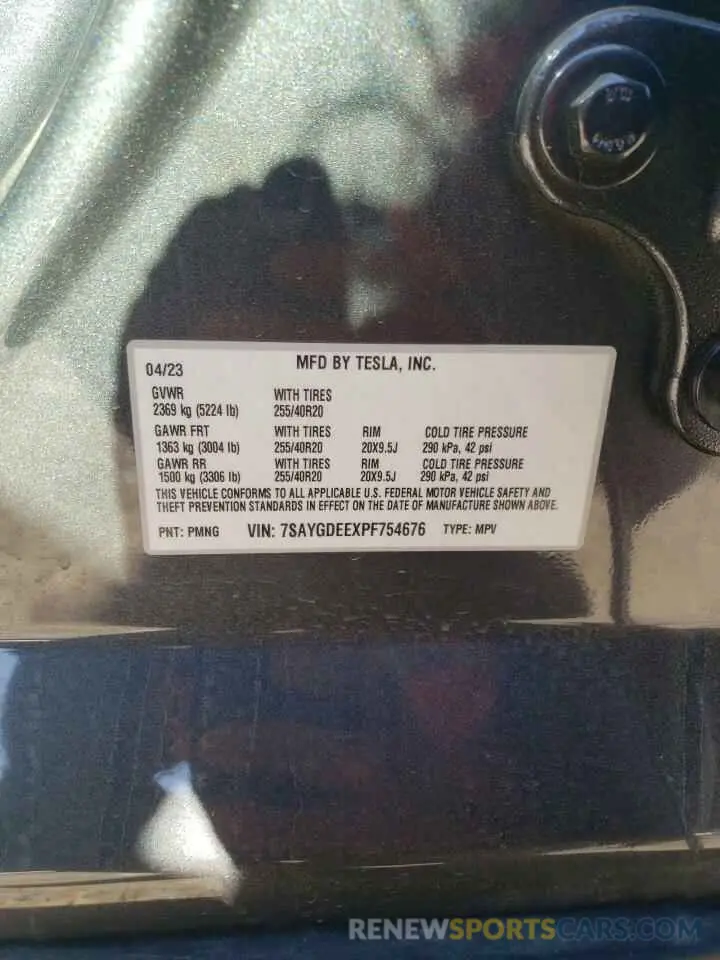 14 Photograph of a damaged car 7SAYGDEEXPF754676 TESLA MODEL Y 2023