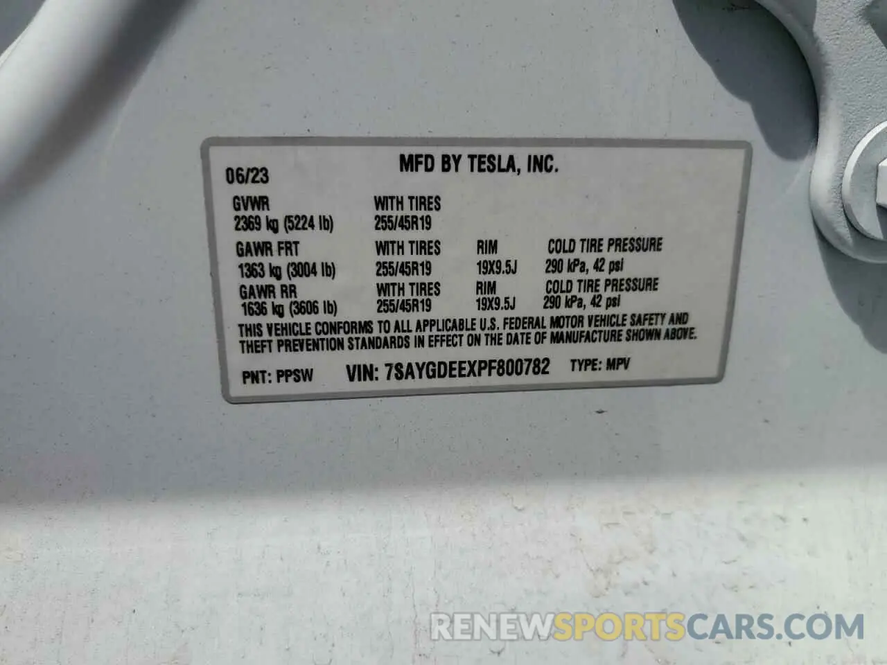12 Photograph of a damaged car 7SAYGDEEXPF800782 TESLA MODEL Y 2023