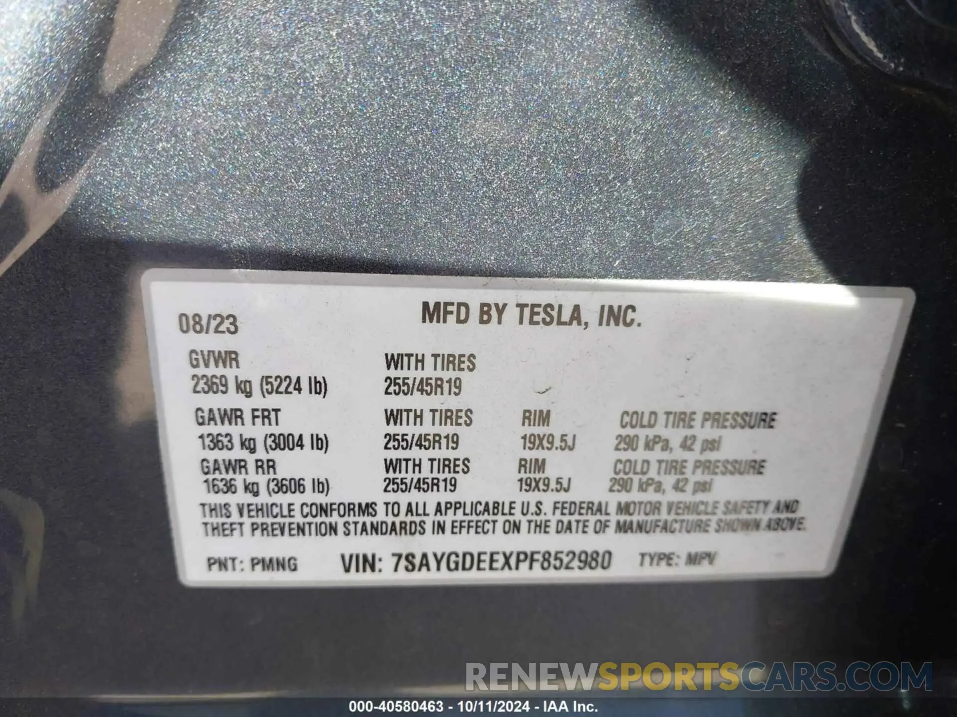 9 Photograph of a damaged car 7SAYGDEEXPF852980 TESLA MODEL Y 2023