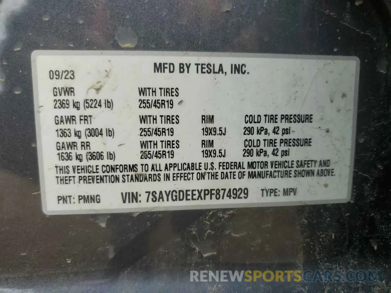12 Photograph of a damaged car 7SAYGDEEXPF874929 TESLA MODEL Y 2023