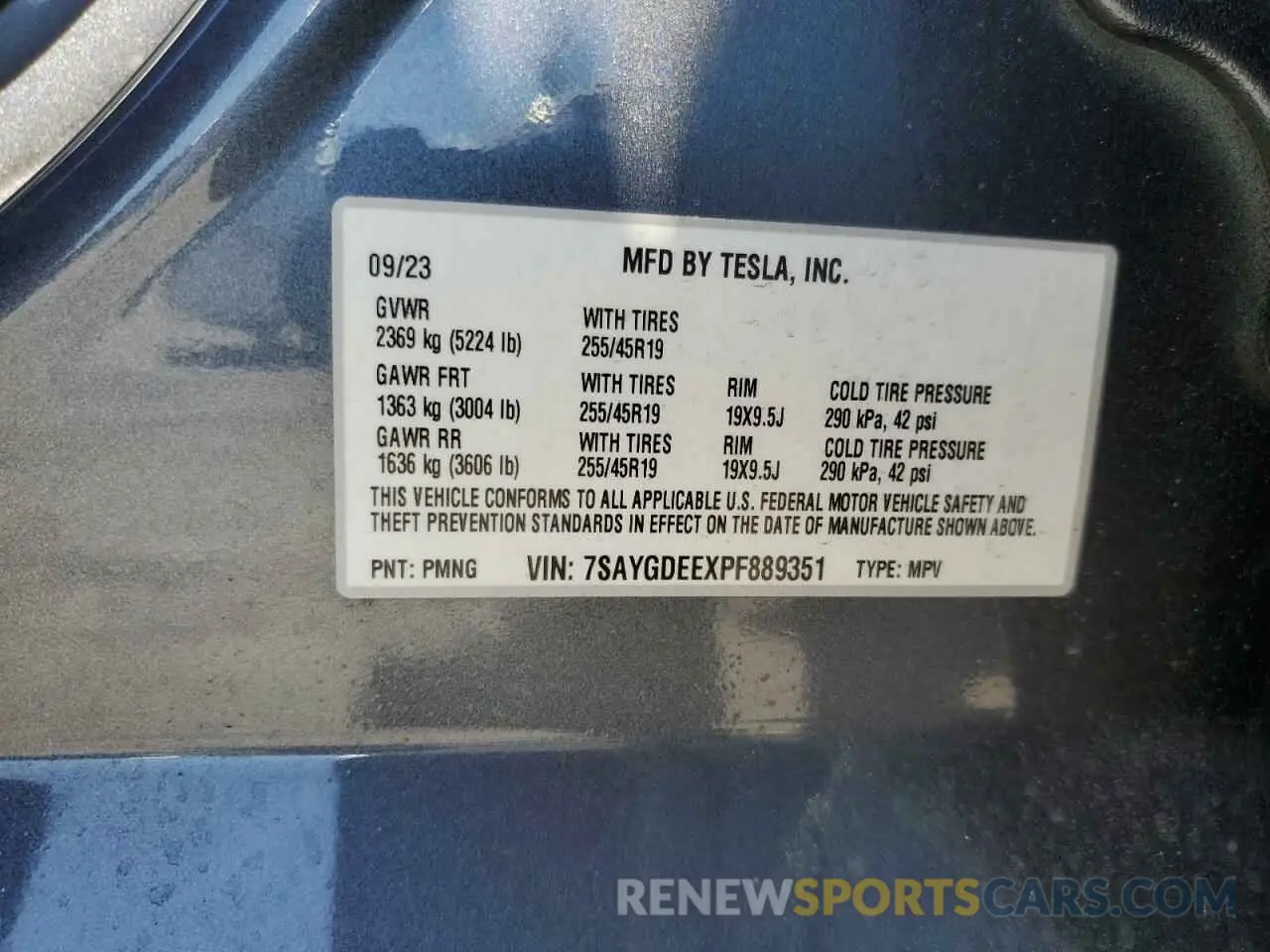 13 Photograph of a damaged car 7SAYGDEEXPF889351 TESLA MODEL Y 2023